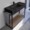 Modern  Console Vanity, Black Marble Style Sink, 43
